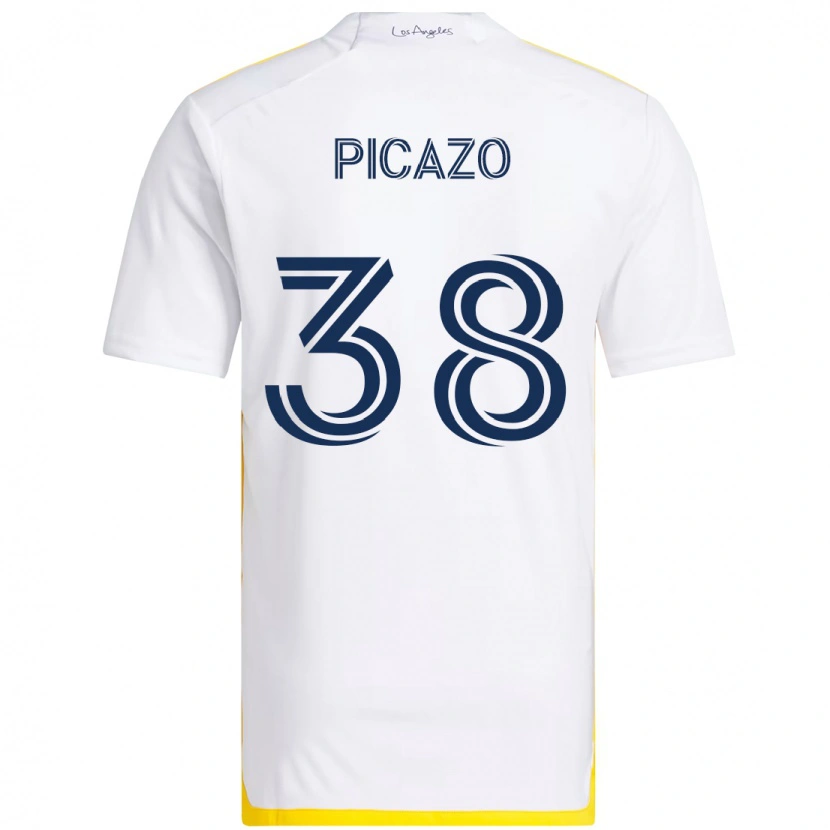 Danxen Mulher Camisola Axel Picazo #38 Branco Amarelo Principal 2025/26 Camisa