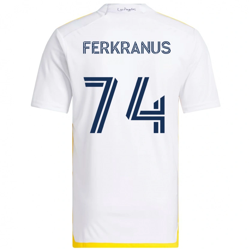 Danxen Mulher Camisola Marcus Ferkranus #74 Branco Amarelo Principal 2025/26 Camisa