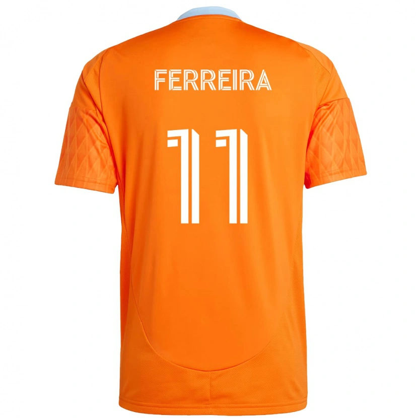 Danxen Mulher Camisola Sebastián Ferreira #11 Laranja Branco Principal 2025/26 Camisa