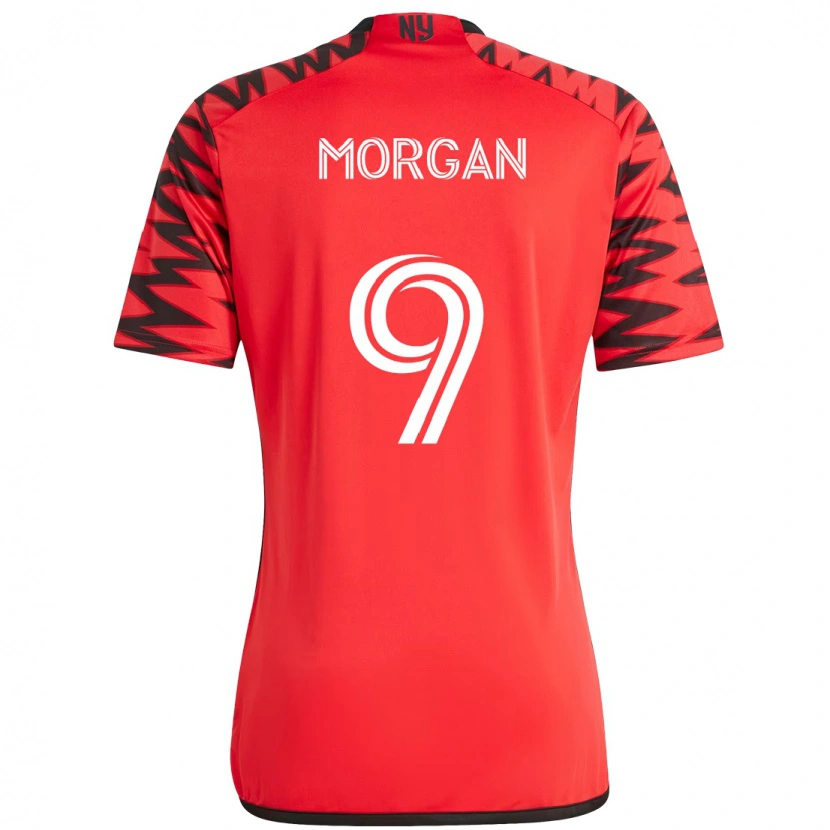 Danxen Mulher Camisola Lewis Morgan #9 Vermelho Preto Principal 2025/26 Camisa