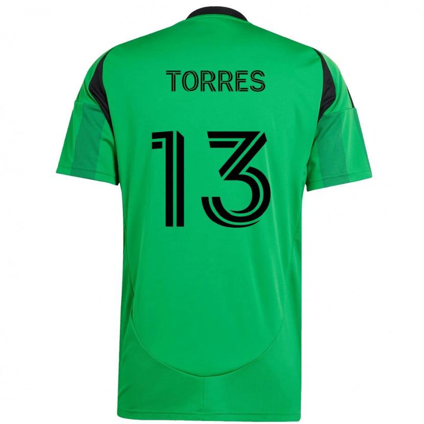 Danxen Mulher Camisola Leo Torres #13 Verde Preto Principal 2025/26 Camisa