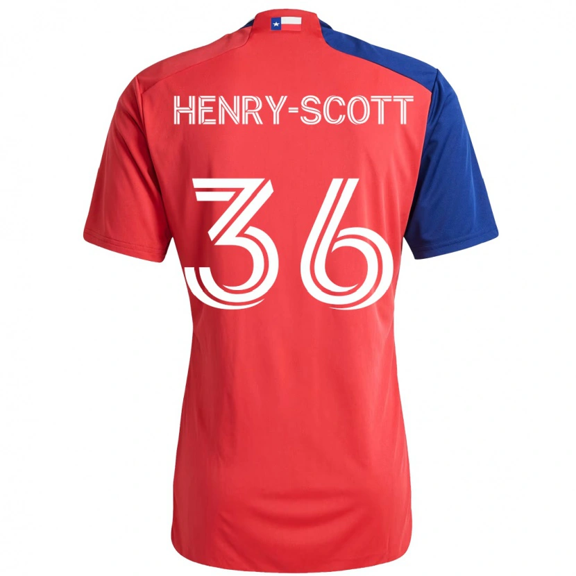 Danxen Mulher Camisola Malik Henry-Scott #36 Vermelho Azul Marinho Principal 2025/26 Camisa