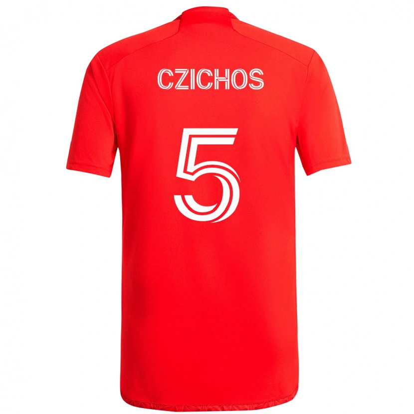 Danxen Mulher Camisola Rafael Czichos #5 Vermelho Branco Principal 2025/26 Camisa