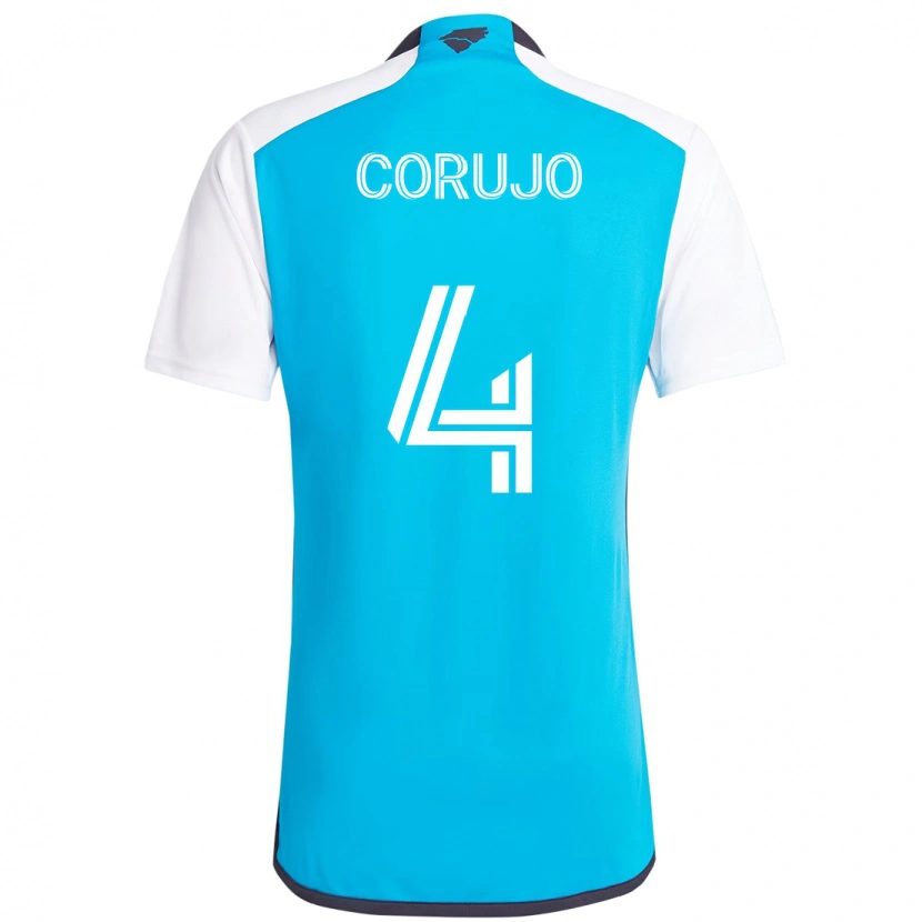 Danxen Mulher Camisola Guzmán Corujo #4 Azul Celeste Branco Principal 2025/26 Camisa