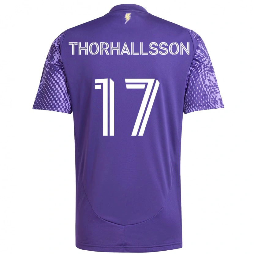 Danxen Mulher Camisola Dagur Dan Thórhallsson #17 Roxo Branco Principal 2025/26 Camisa