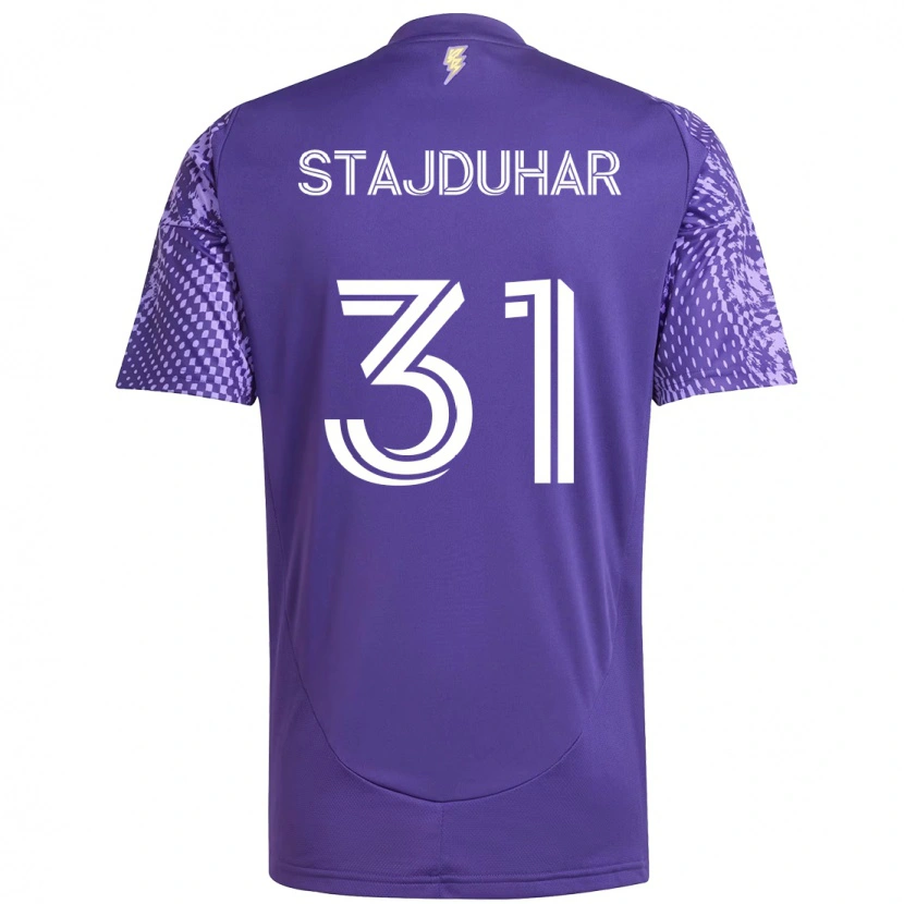 Danxen Mulher Camisola Mason Stajduhar #31 Roxo Branco Principal 2025/26 Camisa