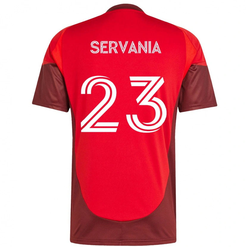 Danxen Mulher Camisola Brandon Servania #23 Vermelho Branco Principal 2025/26 Camisa