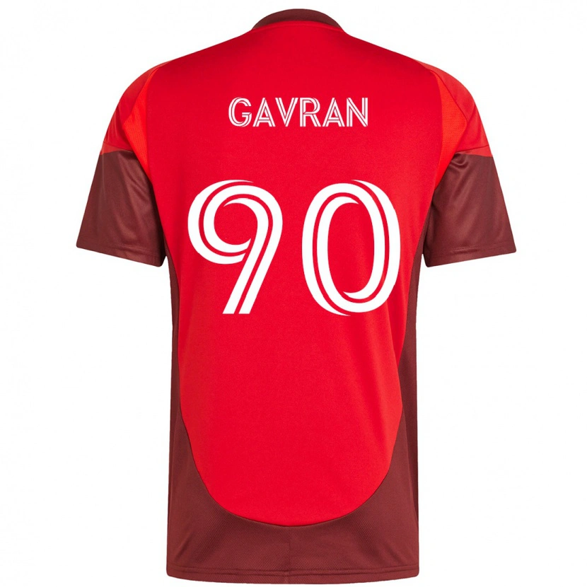 Danxen Mulher Camisola Luka Gavran #90 Vermelho Branco Principal 2025/26 Camisa