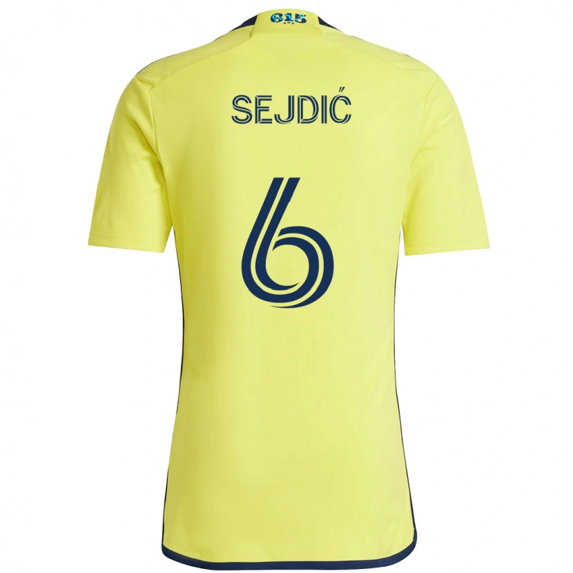 Danxen Mulher Camisola Amar Sejdić #6 Amarelo Azul Marinho Principal 2025/26 Camisa
