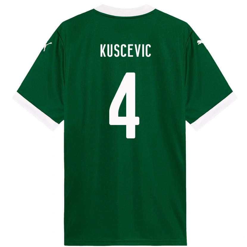 Danxen Mulher Camisola Benjamin Kuscevic #4 Verde Branco Principal 2025/26 Camisa