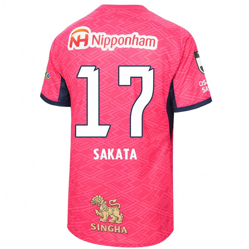 Danxen Mulher Camisola Reiya Sakata #17 Rosa Sakura Branco Principal 2025/26 Camisa