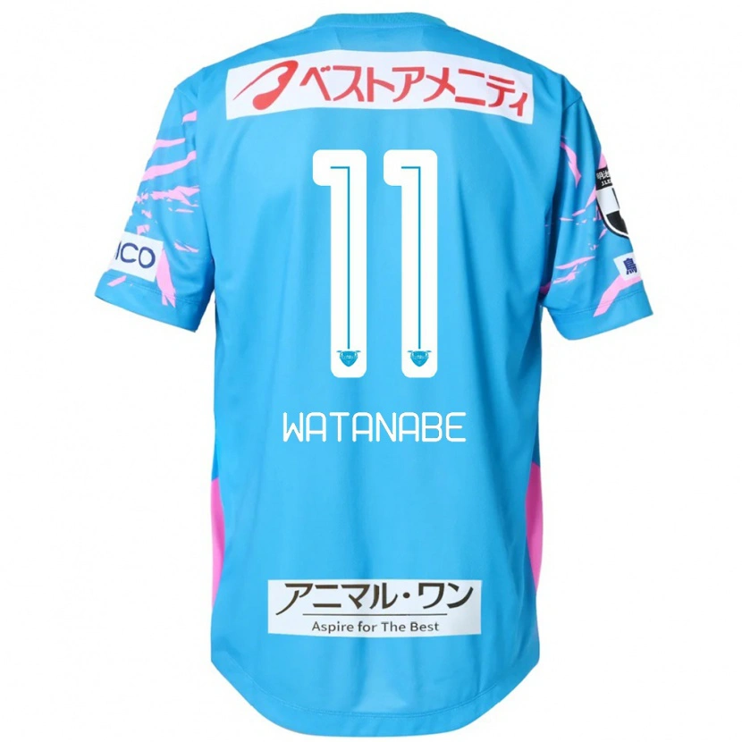 Danxen Mulher Camisola Shion Watanabe #11 Azul Rosa Principal 2025/26 Camisa