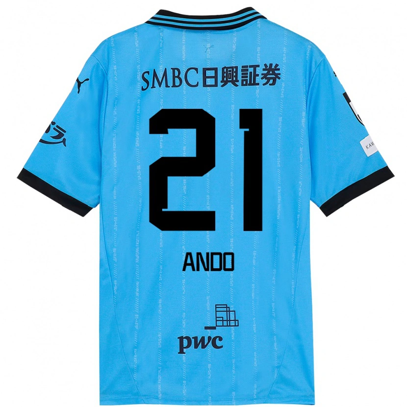 Danxen Mulher Camisola Shunsuke Ando #21 Azul Celeste Preto Principal 2025/26 Camisa