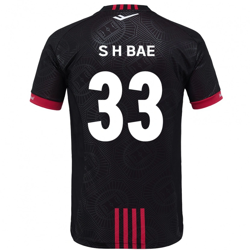 Danxen Mulher Camisola Hyun-Seo Bae #33 Preto Vermelho Principal 2025/26 Camisa