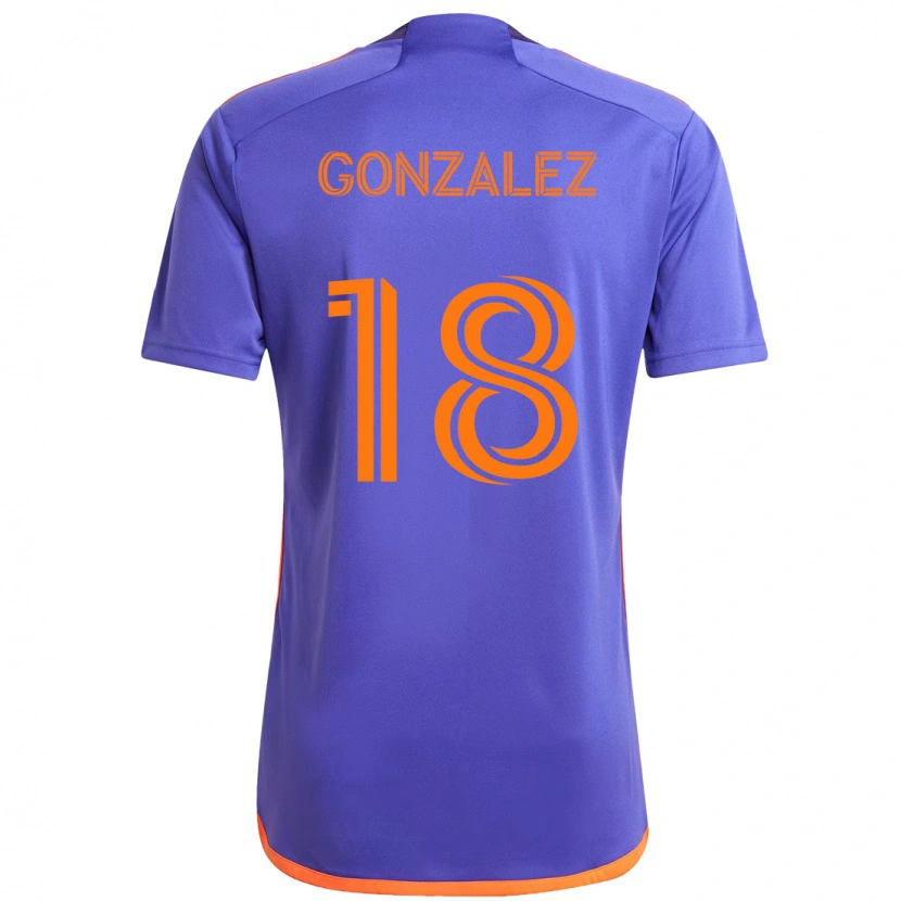 Danxen Mulher Camisola Diego Gonzalez #18 Roxo Laranja Alternativa 2025/26 Camisa