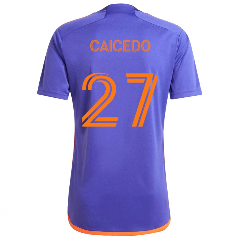 Danxen Mulher Camisola Luis Caicedo #27 Roxo Laranja Alternativa 2025/26 Camisa