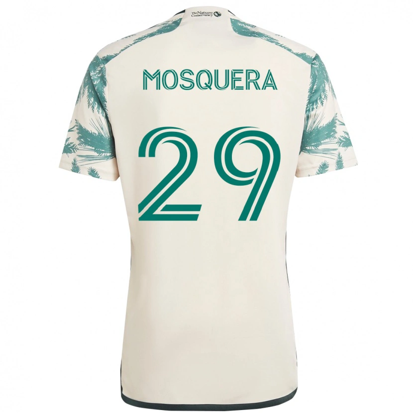 Danxen Mulher Camisola Juan Mosquera #29 Bege Verde Alternativa 2025/26 Camisa
