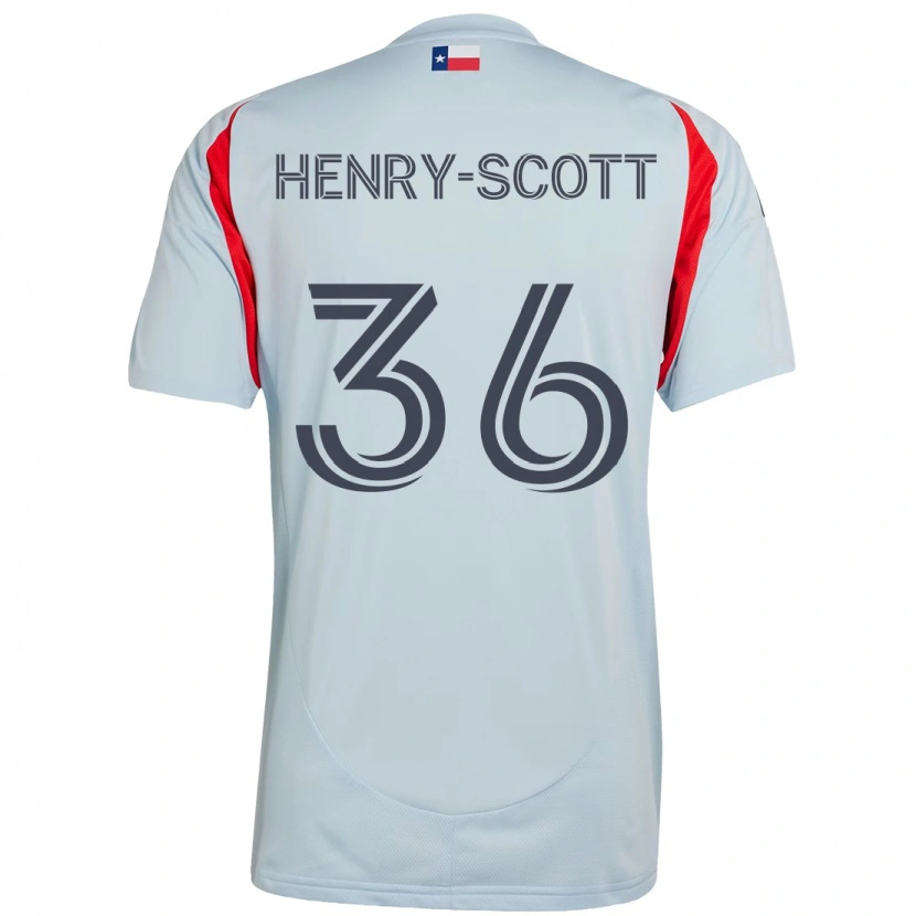 Danxen Mulher Camisola Malik Henry-Scott #36 Azul Claro Vermelho Alternativa 2025/26 Camisa