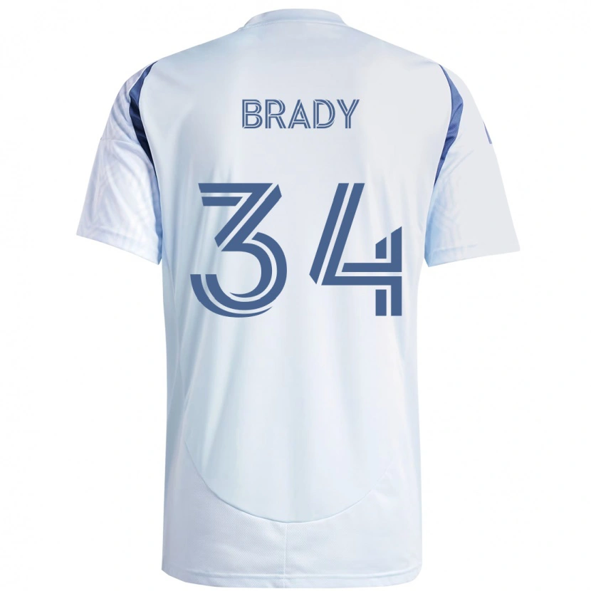 Danxen Mulher Camisola Chris Brady #34 Azul Celeste Claro Azul Alternativa 2025/26 Camisa