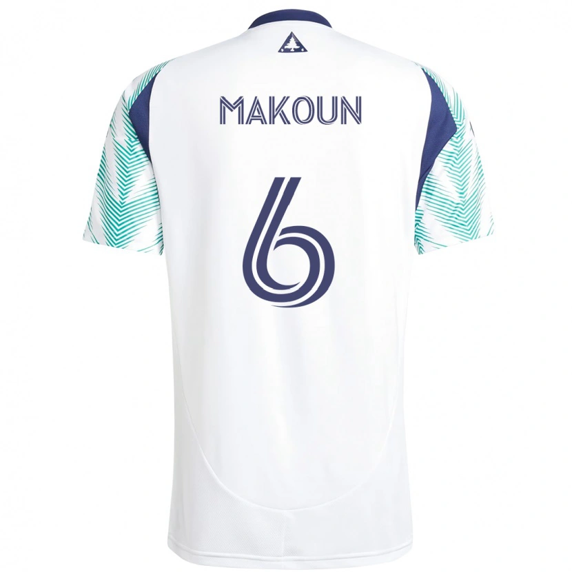 Danxen Mulher Camisola Christian Makoun #6 Branco Azul Alternativa 2025/26 Camisa