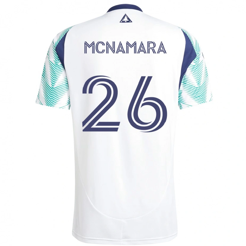 Danxen Mulher Camisola Tommy Mcnamara #26 Branco Azul Alternativa 2025/26 Camisa