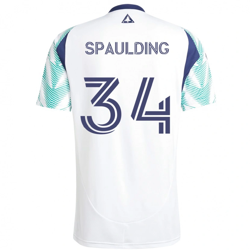 Danxen Mulher Camisola Ryan Spaulding #34 Branco Azul Alternativa 2025/26 Camisa