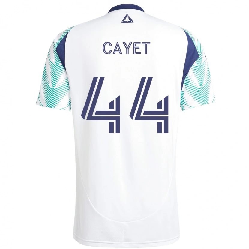 Danxen Mulher Camisola Pierre Cayet #44 Branco Azul Alternativa 2025/26 Camisa