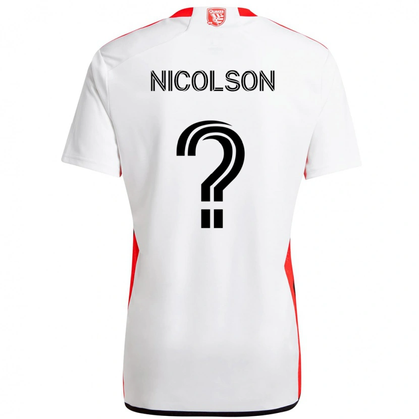 Danxen Mulher Camisola John Nicolson #0 Branco Vermelho Alternativa 2025/26 Camisa