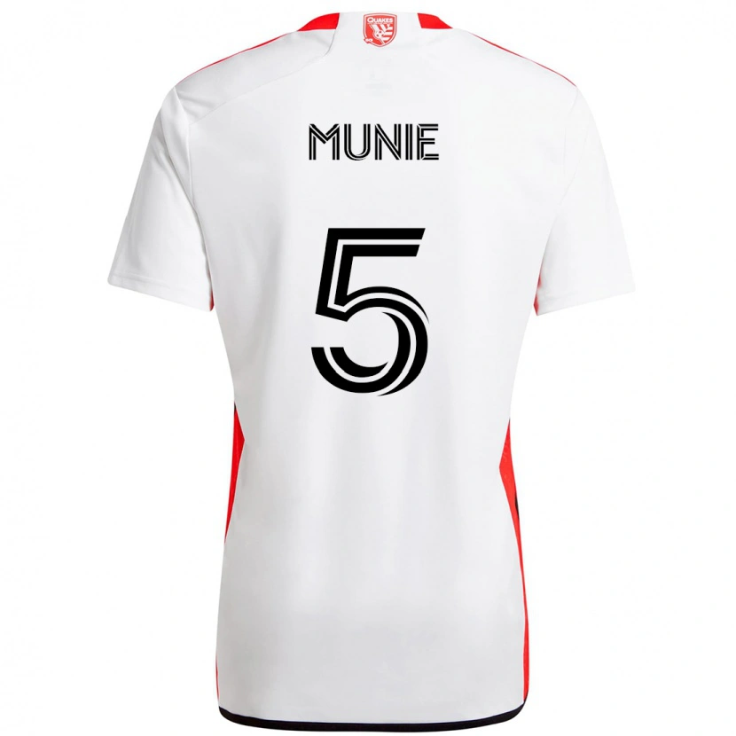 Danxen Mulher Camisola Daniel Munie #5 Branco Vermelho Alternativa 2025/26 Camisa