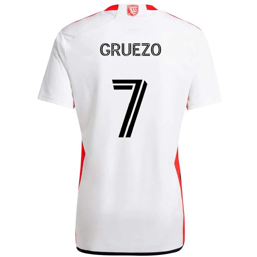 Danxen Mulher Camisola Carlos Gruezo #7 Branco Vermelho Alternativa 2025/26 Camisa