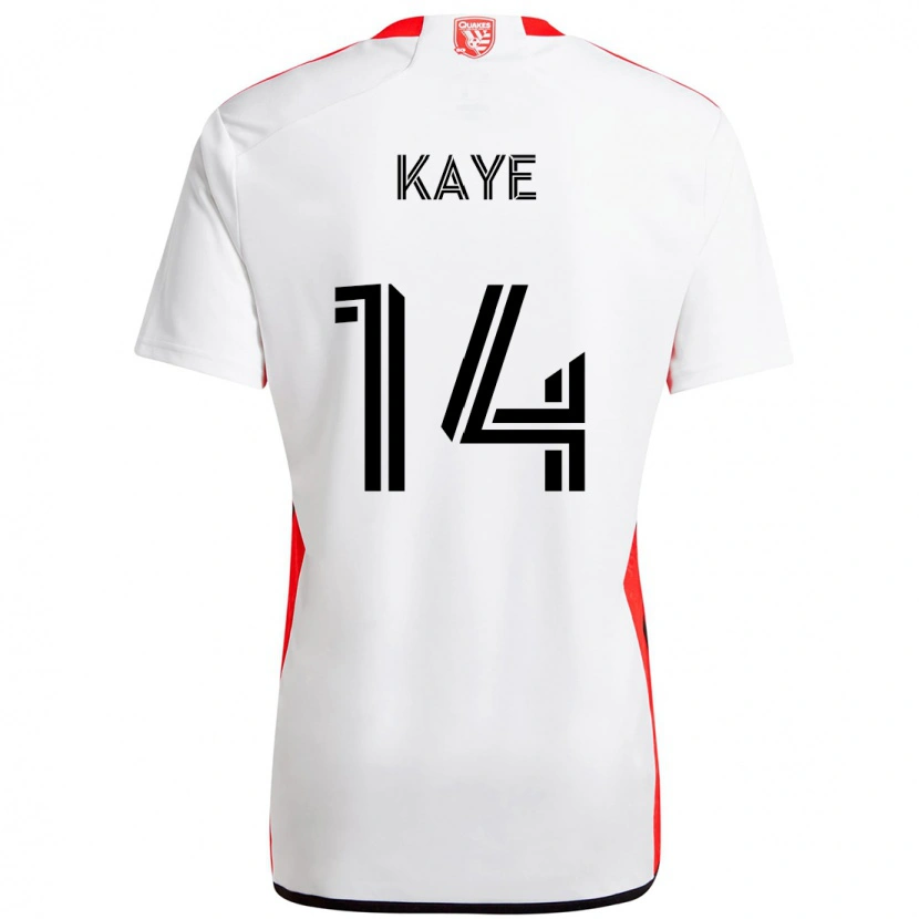 Danxen Mulher Camisola Mark-Anthony Kaye #14 Branco Vermelho Alternativa 2025/26 Camisa