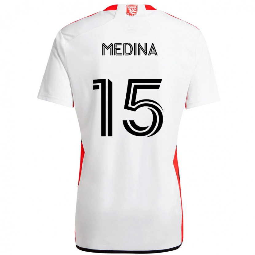 Danxen Mulher Camisola Cruz Medina #15 Branco Vermelho Alternativa 2025/26 Camisa