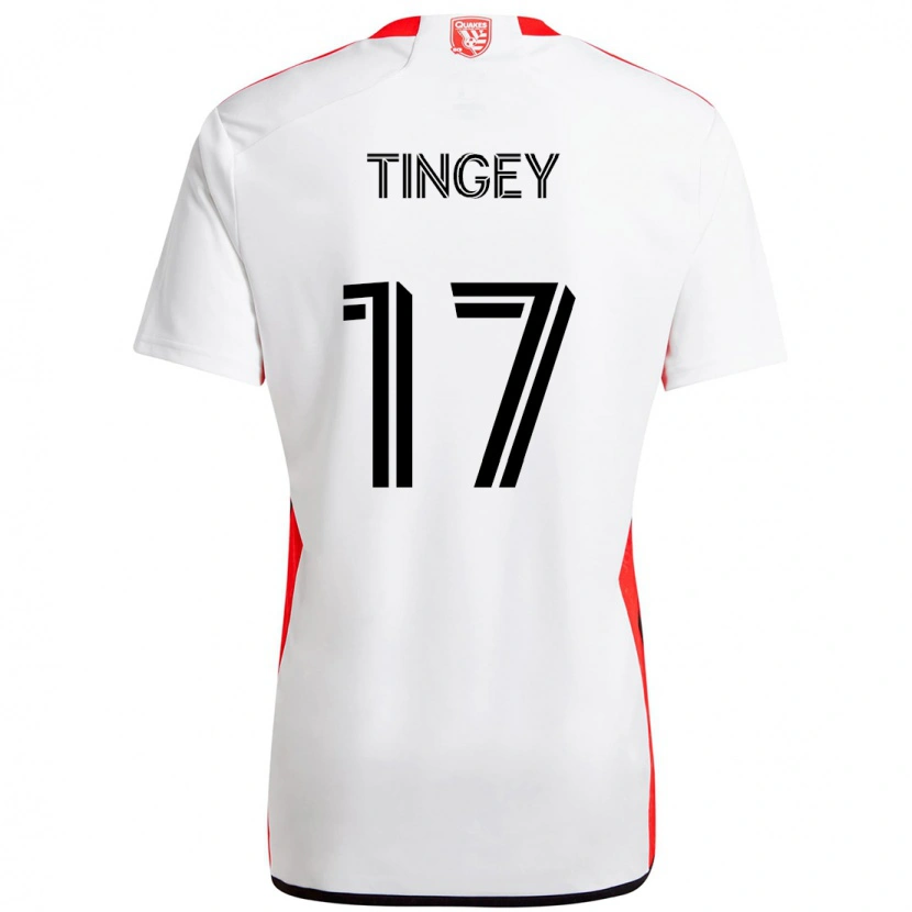 Danxen Mulher Camisola Keegan Tingey #17 Branco Vermelho Alternativa 2025/26 Camisa