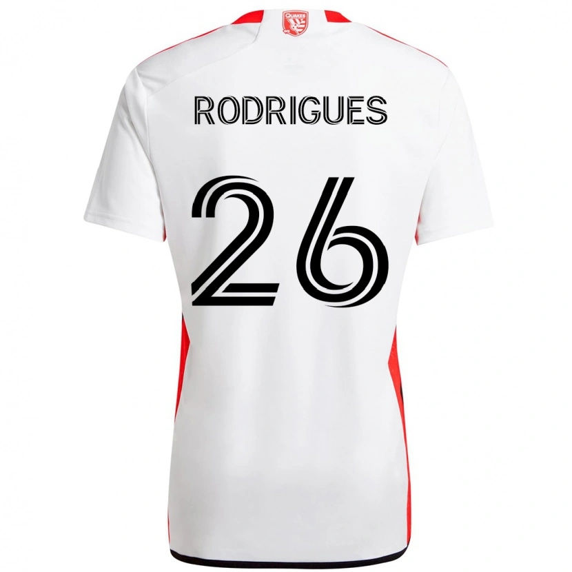 Danxen Mulher Camisola Rodrigues #26 Branco Vermelho Alternativa 2025/26 Camisa