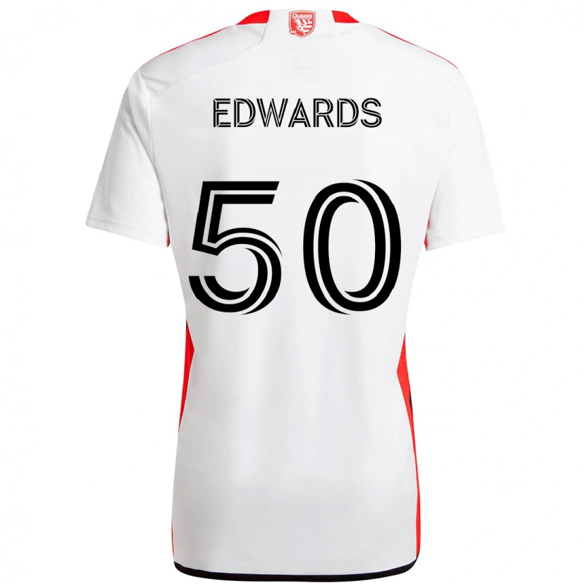 Danxen Mulher Camisola Aaron Edwards #50 Branco Vermelho Alternativa 2025/26 Camisa