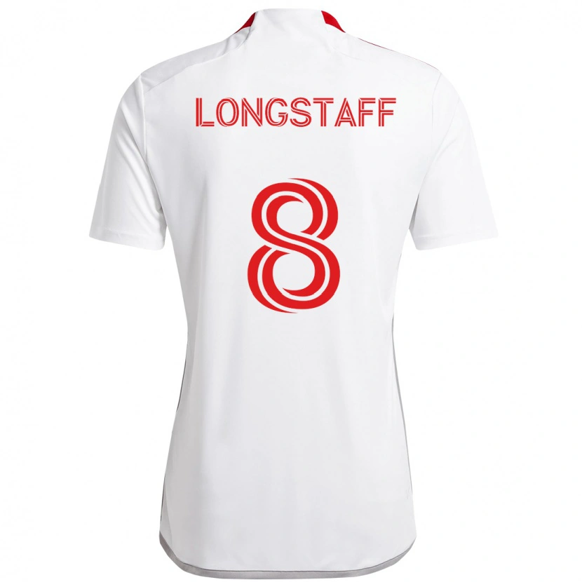 Danxen Mulher Camisola Matty Longstaff #8 Branco Vermelho Alternativa 2025/26 Camisa