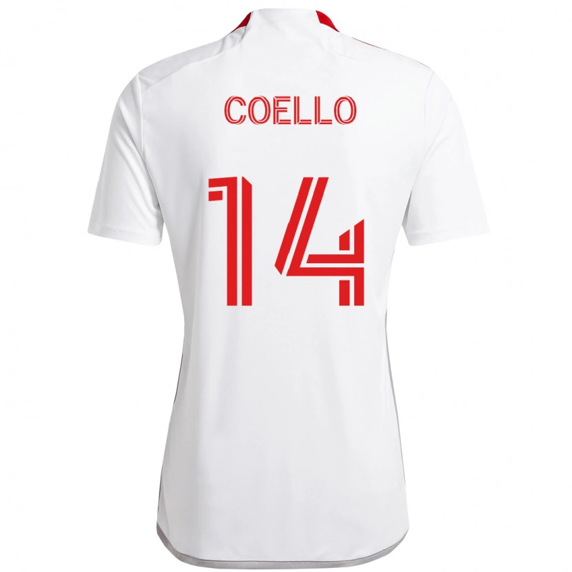 Danxen Mulher Camisola Alonso Coello #14 Branco Vermelho Alternativa 2025/26 Camisa
