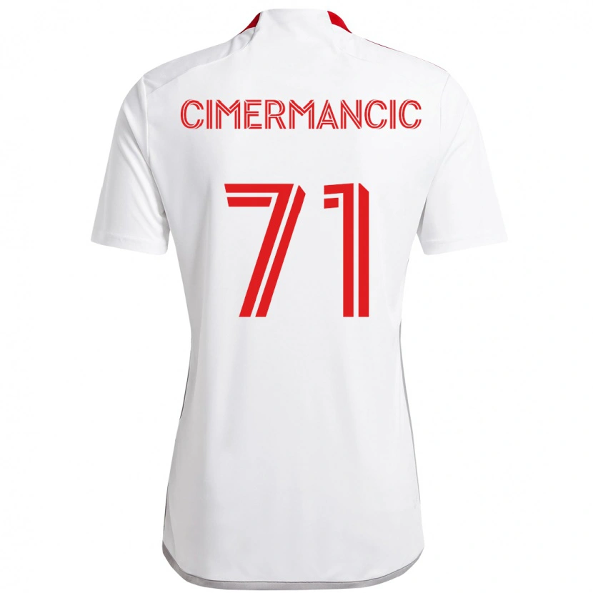 Danxen Mulher Camisola Markus Cimermancic #71 Branco Vermelho Alternativa 2025/26 Camisa