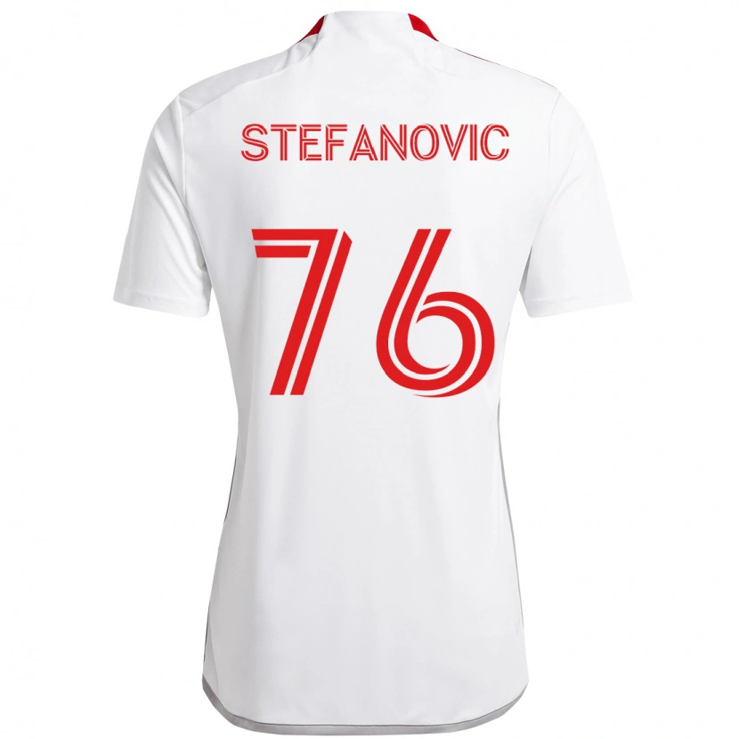 Danxen Mulher Camisola Lazar Stefanovic #76 Branco Vermelho Alternativa 2025/26 Camisa