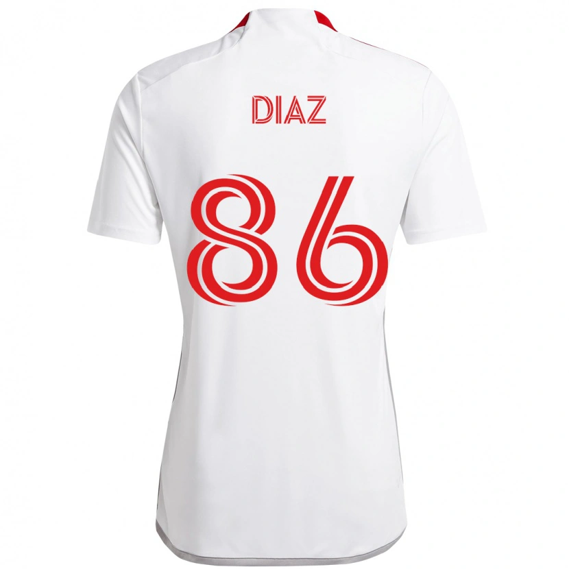 Danxen Mulher Camisola Alec Díaz #86 Branco Vermelho Alternativa 2025/26 Camisa