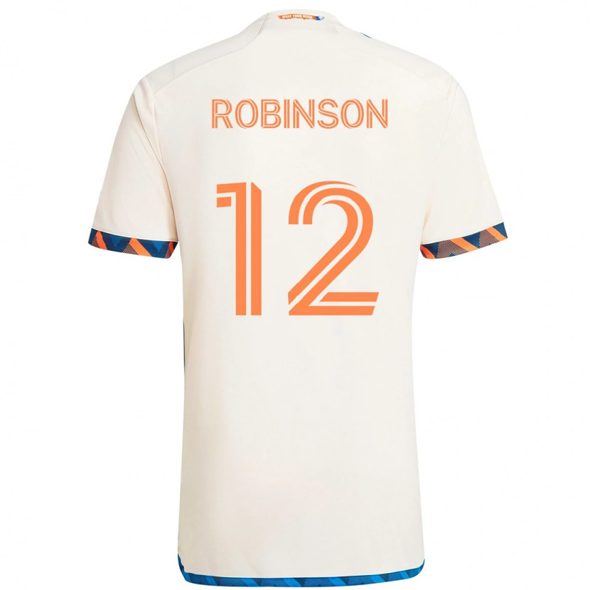 Danxen Mulher Camisola Miles Robinson #12 Branco Azul Laranja Alternativa 2025/26 Camisa