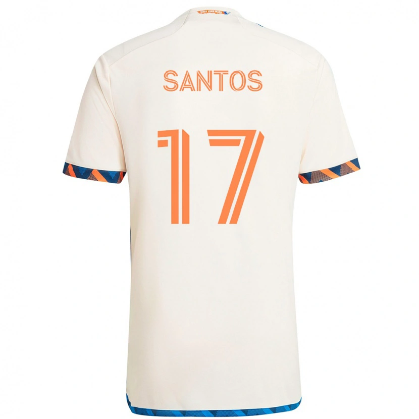 Danxen Mulher Camisola Sergio Santos #17 Branco Azul Laranja Alternativa 2025/26 Camisa