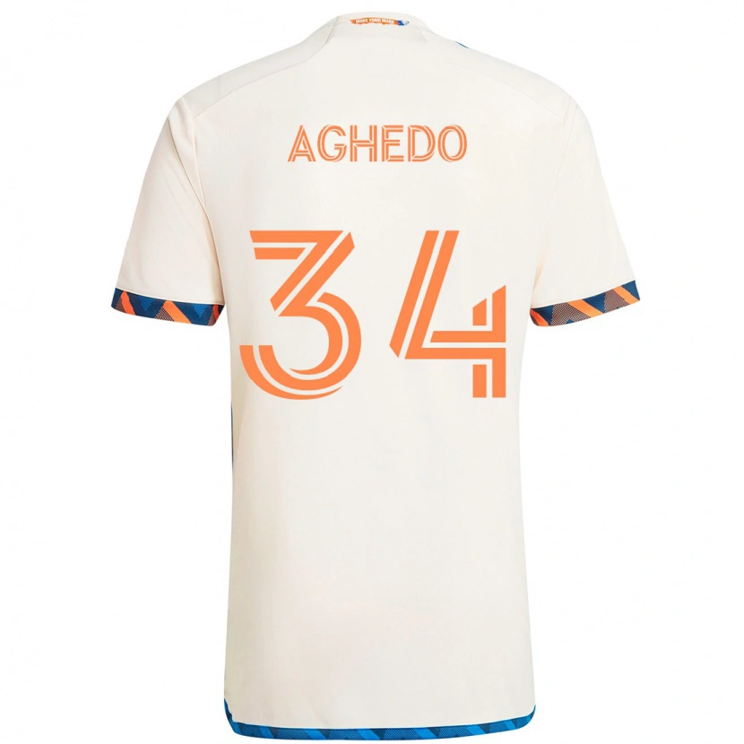 Danxen Mulher Camisola London Aghedo #34 Branco Azul Laranja Alternativa 2025/26 Camisa