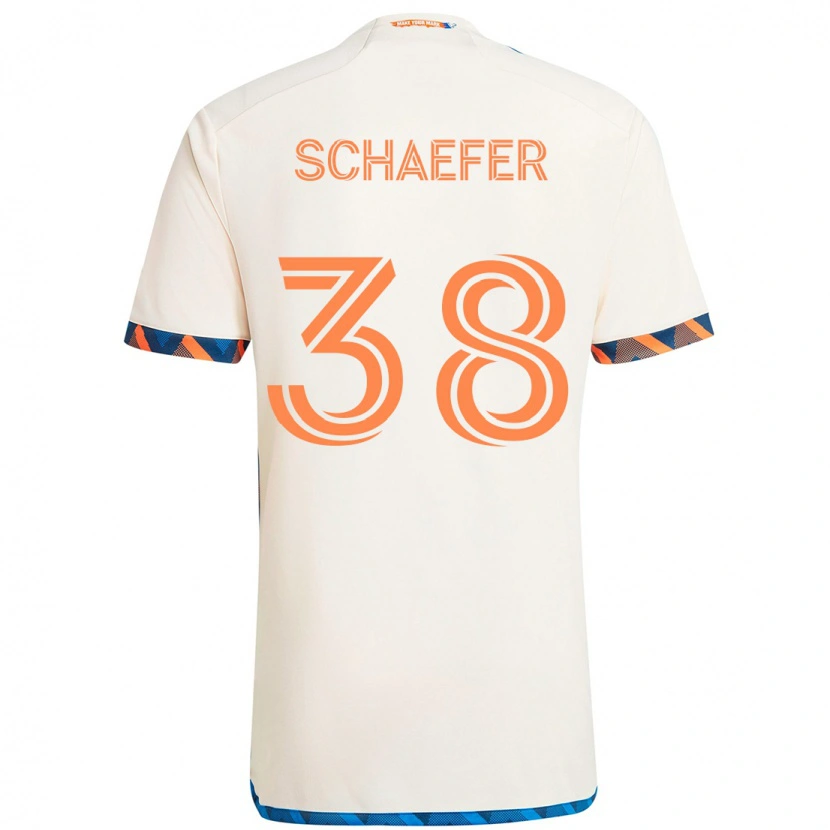 Danxen Mulher Camisola Brian Schaefer #38 Branco Azul Laranja Alternativa 2025/26 Camisa
