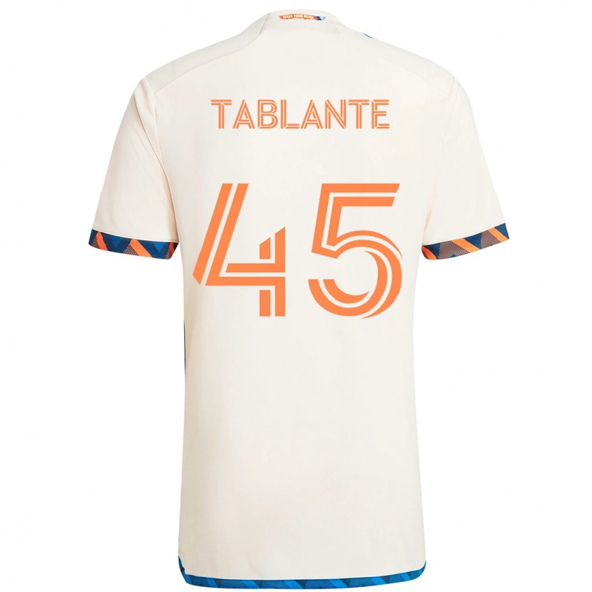 Danxen Mulher Camisola Moises Tablante #45 Branco Azul Laranja Alternativa 2025/26 Camisa