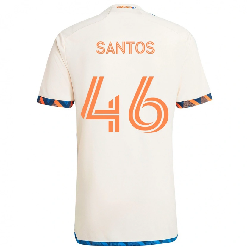 Danxen Mulher Camisola Guilherme Santos #46 Branco Azul Laranja Alternativa 2025/26 Camisa