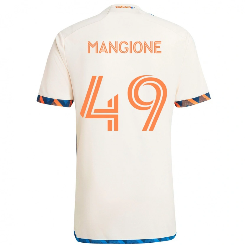 Danxen Mulher Camisola Peter Mangione #49 Branco Azul Laranja Alternativa 2025/26 Camisa