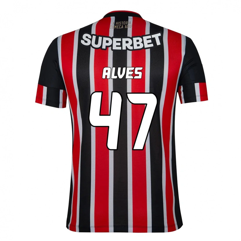 Danxen Mulher Camisola Matheus Alves #47 Preto Vermelho Alternativa 2025/26 Camisa