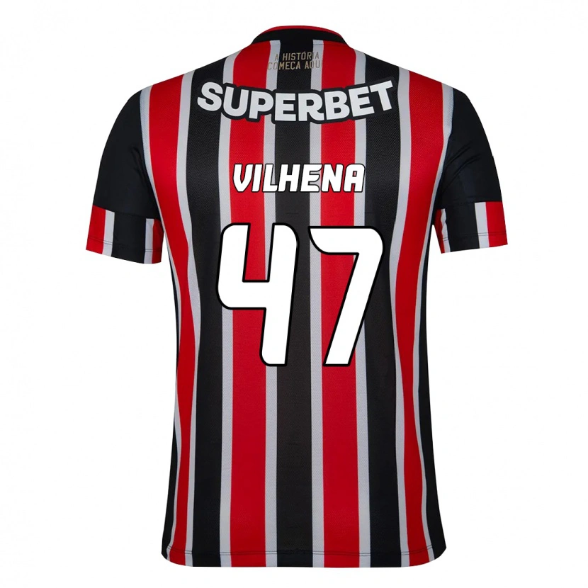 Danxen Mulher Camisola Pedro Vilhena #47 Preto Vermelho Alternativa 2025/26 Camisa