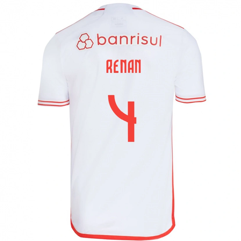 Danxen Mulher Camisola Robert Renan #4 Branco Vermelho Alternativa 2025/26 Camisa